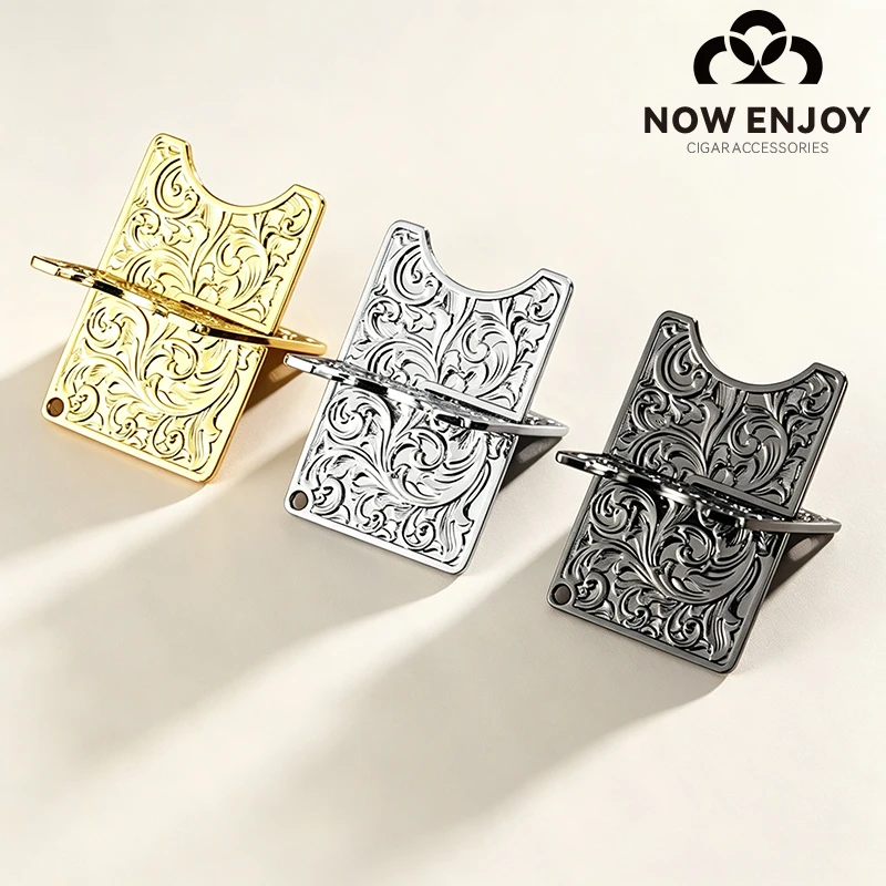 NOW ENJOY Luxury Metal Cigar Holder Non-slip Portable Cigar Stand Creative Business Cigar Bracket Smoking Accessories For Men