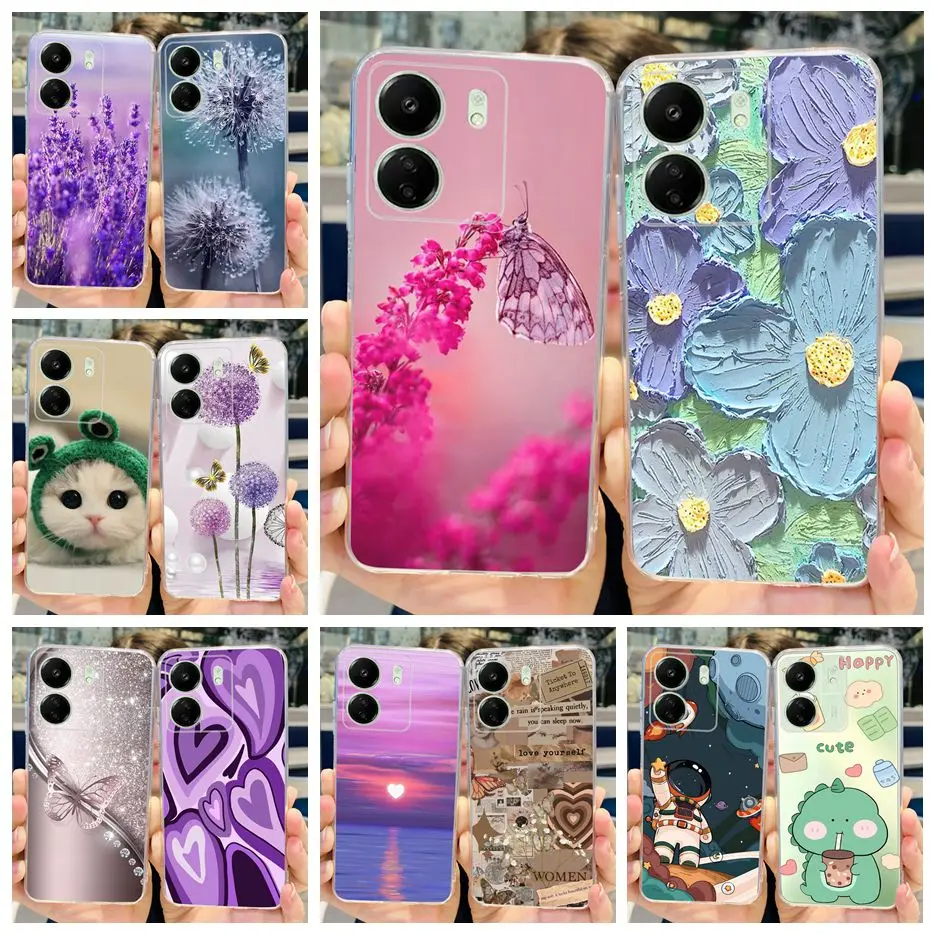 For Xiaomi Poco C65 Case Redmi 13C Fashion Painted Cover 6.74'' Soft Silicone TPU Phone Case For Xiaomi Redmi 13C PocoC65 Bumper