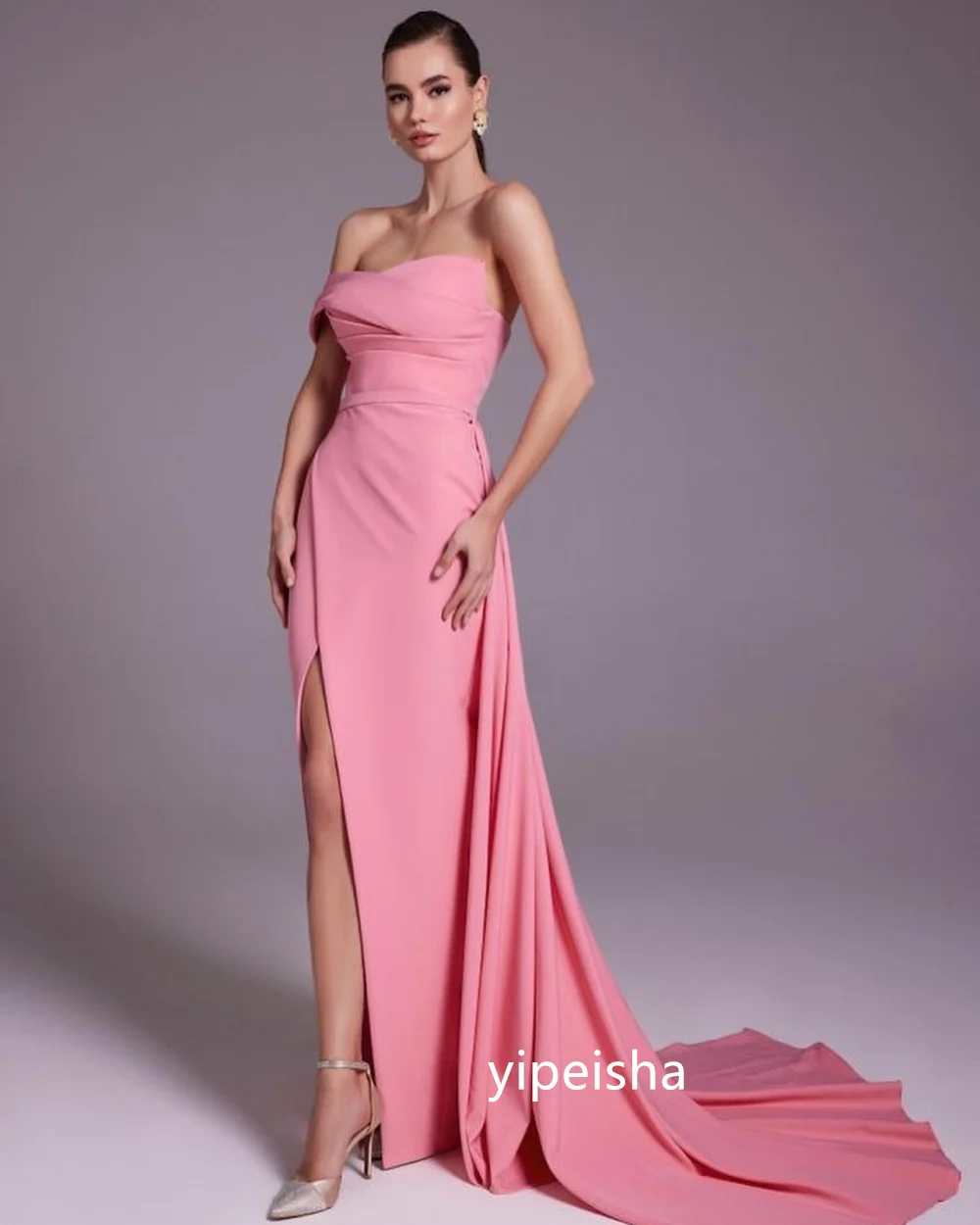 Customized Sizes Available Jersey Sheath Off-the-shoulder Long Dresses Prom Dresses Classic Exquisite Modern Style Pastrol Chin