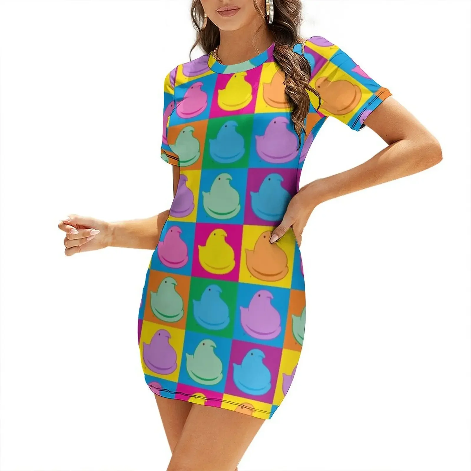 

Peeps Short-Sleeved Dress evening dresses ladies Dresses gala long sleeve dresses party dress women elegant luxury Dress