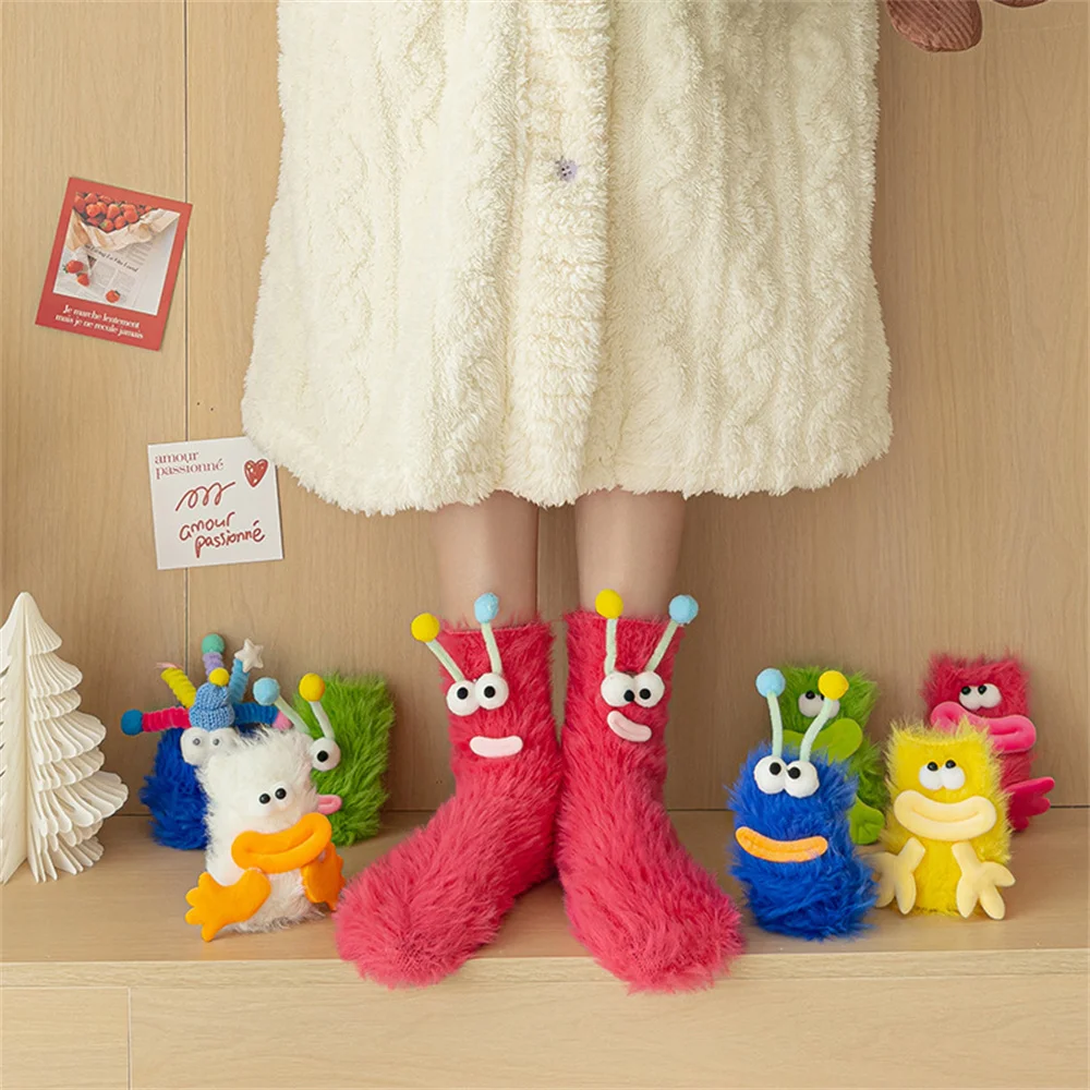 Fluffy Funny Socks Autumn Winter Coral Fleece Floor Stocking ABDL Sleep Sock Soft Cozy Fuzzy Cute Mid-tube Socks 36-40 Size view 2