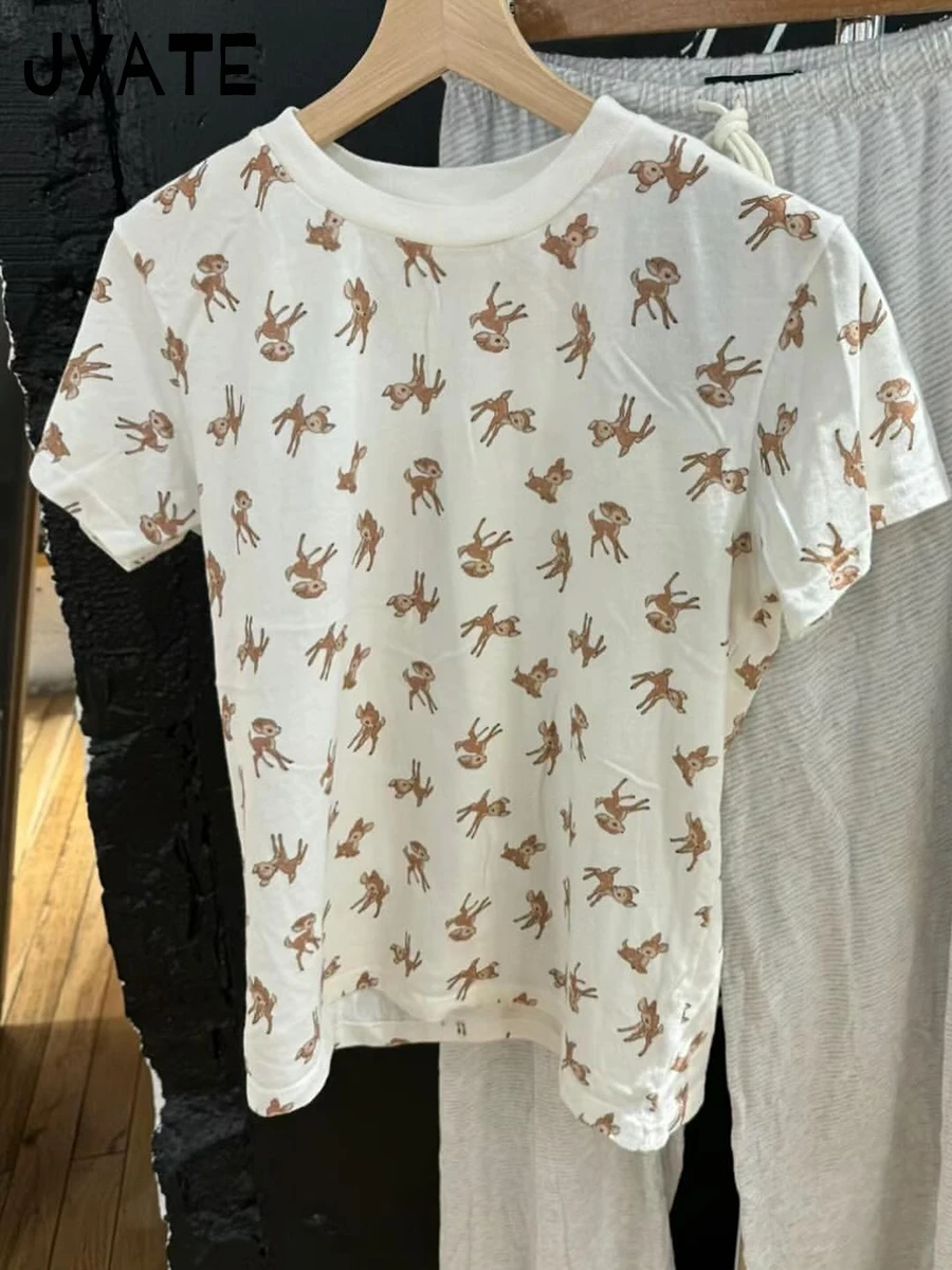 T-shirt à Manches Courtes et Col Rond pour Femme, en Coton, Décontracté, Simple, Chic, Vintage, Y2K