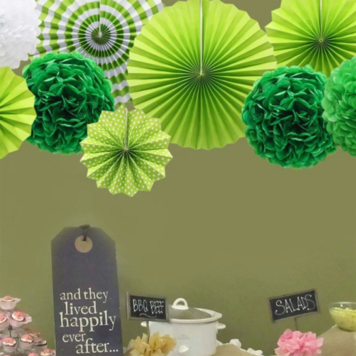 St. Patrick Set Paper Fan Flower Ball Set DIY Home Wedding New Year Party Banquet Scene Mall Window Decoration