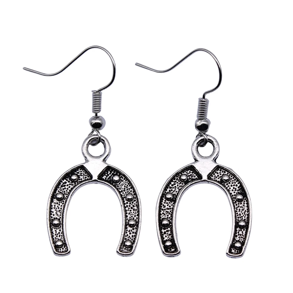 1pair Horseshoe Horse Shoes earrings women accessories jewelry for men crafts hook Size 18x19mm