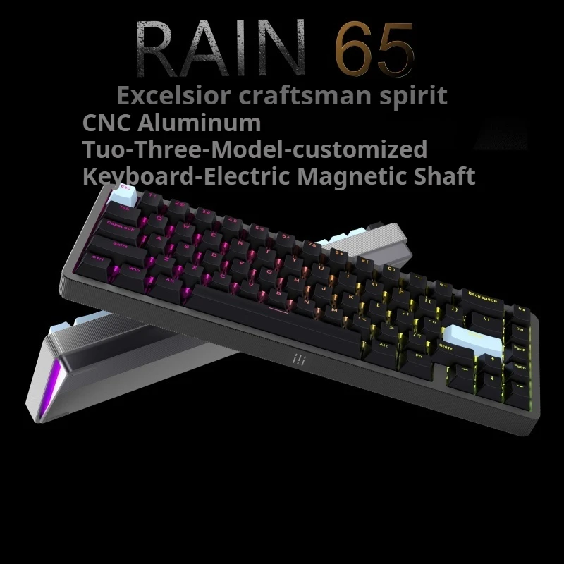 Ipi Rain65-Key Aluminum Alloy Cnc Dispensing Gasket Three-Mode Durable Magnetic Axis Rt Game Rgb Mechanical Keyboard Birthday