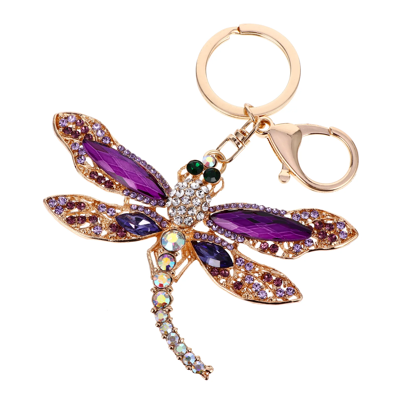 

1Pc Alloy Rhinestone Inlaid Dragonfly Keychain Winged Dragonfly Keyring Rhinestone Keyring Alloy Rhinestone Keychain