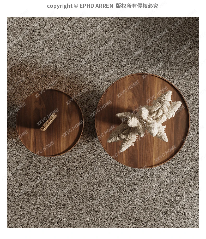 Table basse en verre design de luxe léger, combinaison de table à thé ronde simple et moderne