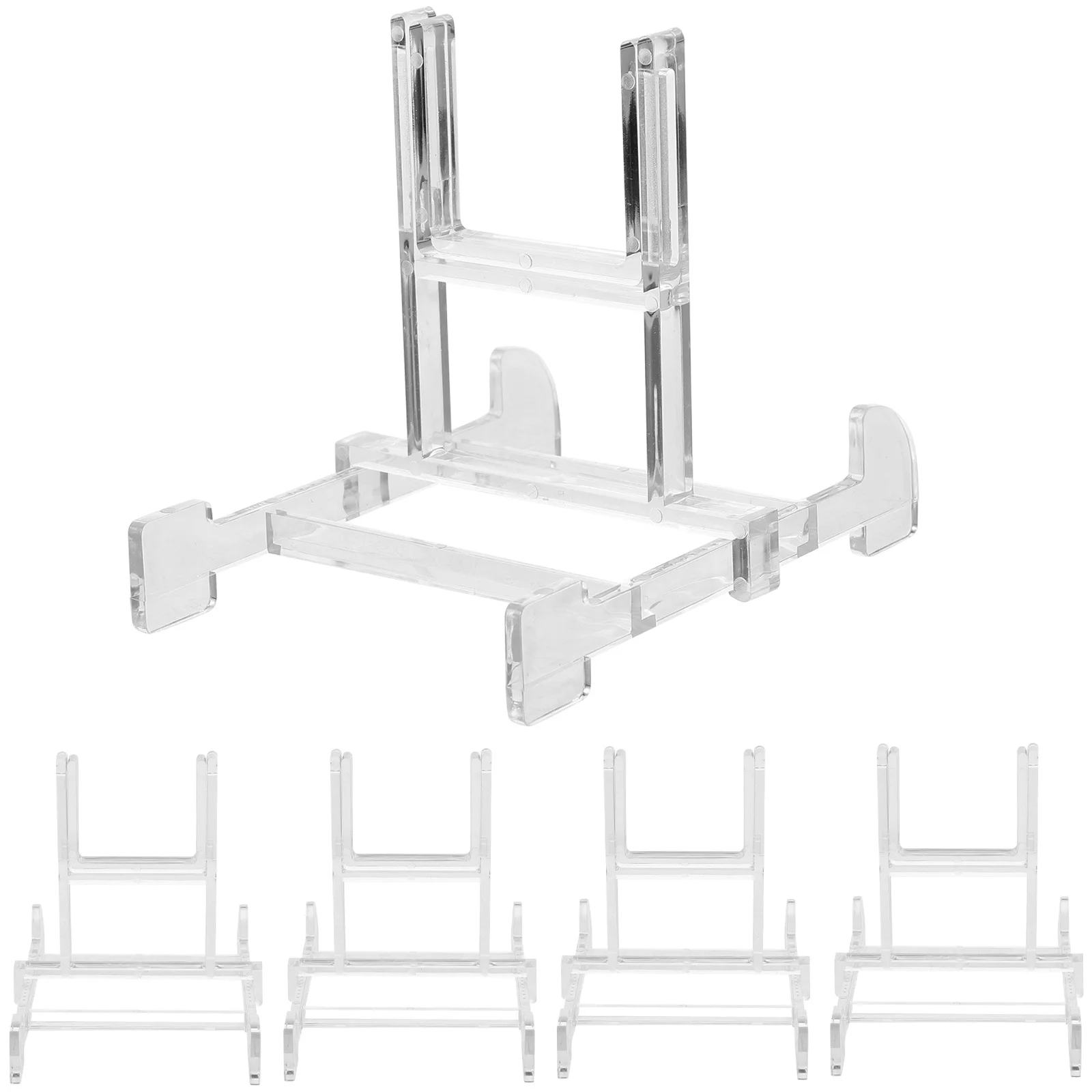 5Pcs Acrylic Plate Stands Transparent Display Holders for Photos Dishes Decor Modern Foldable Home Kitchen Organizer