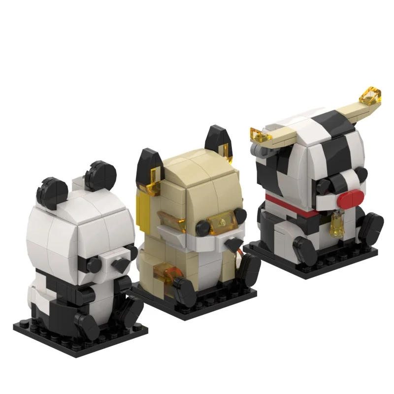 

MOC building block small particles fox Panda Minifigures creative animal ornaments brick series assembly toy DIY gifts 127PCS