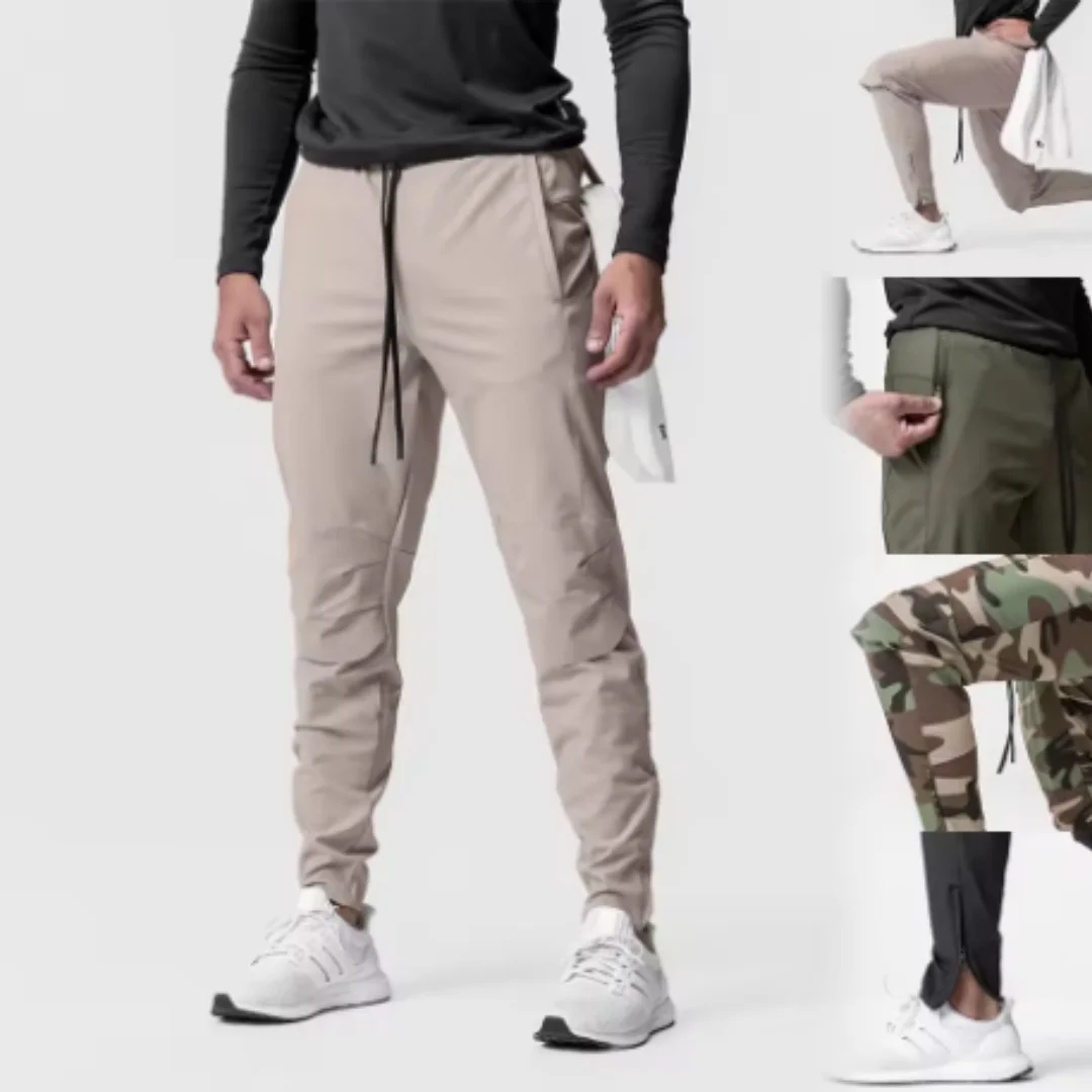 Gym Men's Quick Dry Zipper Leg Casual Pants Man Versatile Outdoors Basketball Sweatpants Jogging Sports Workout Long Trousers