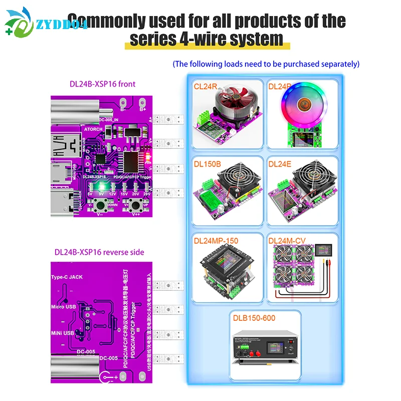 ●1Pcs Type-C PD3.1 Fast Charging Protocol 4-Wire Test Board Voltage Meter Deceiver 140W Charger Aging Tool For DL24 Load Tester