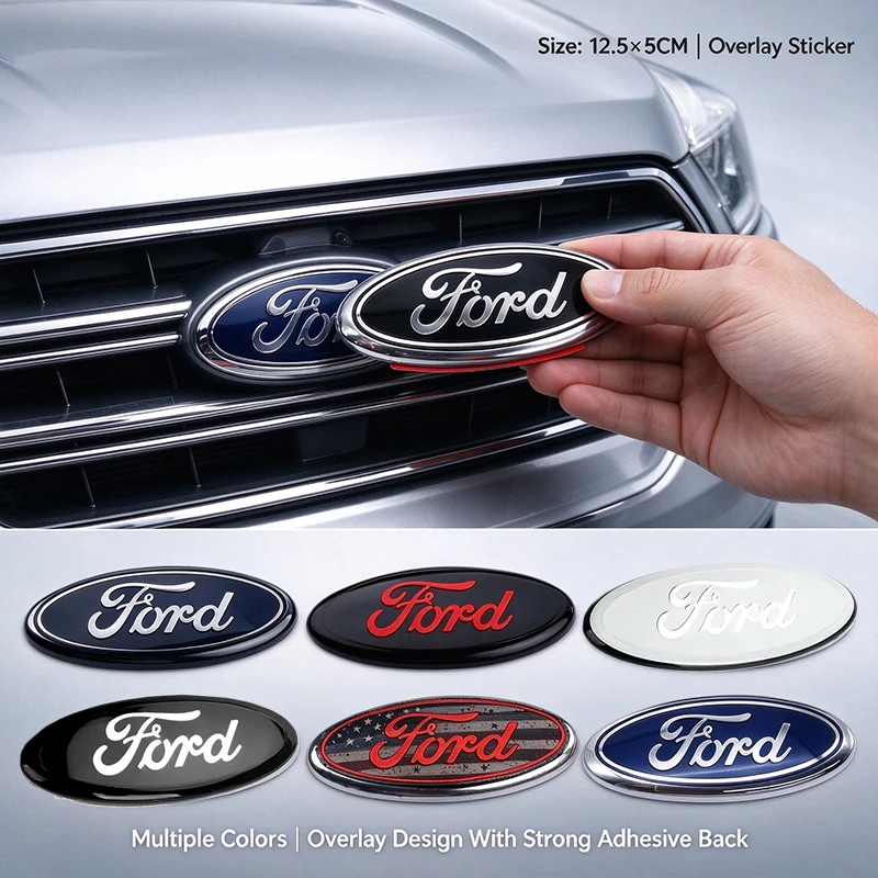 Emblem for Ford Fiesta Mondeo Focus Fusion Escape Ranger Kuga Metal Car Front Hood Rear Trunk Badge Cover Sticker Hub Caps