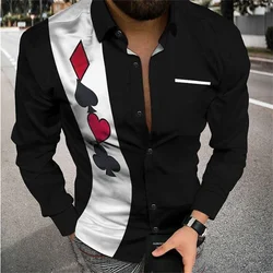 Camisa con patrón de camisa para hombre, camisa con estampado 3D, manga larga volteada, vacaciones al aire libre, ocio transpirable, verano Hawaiano