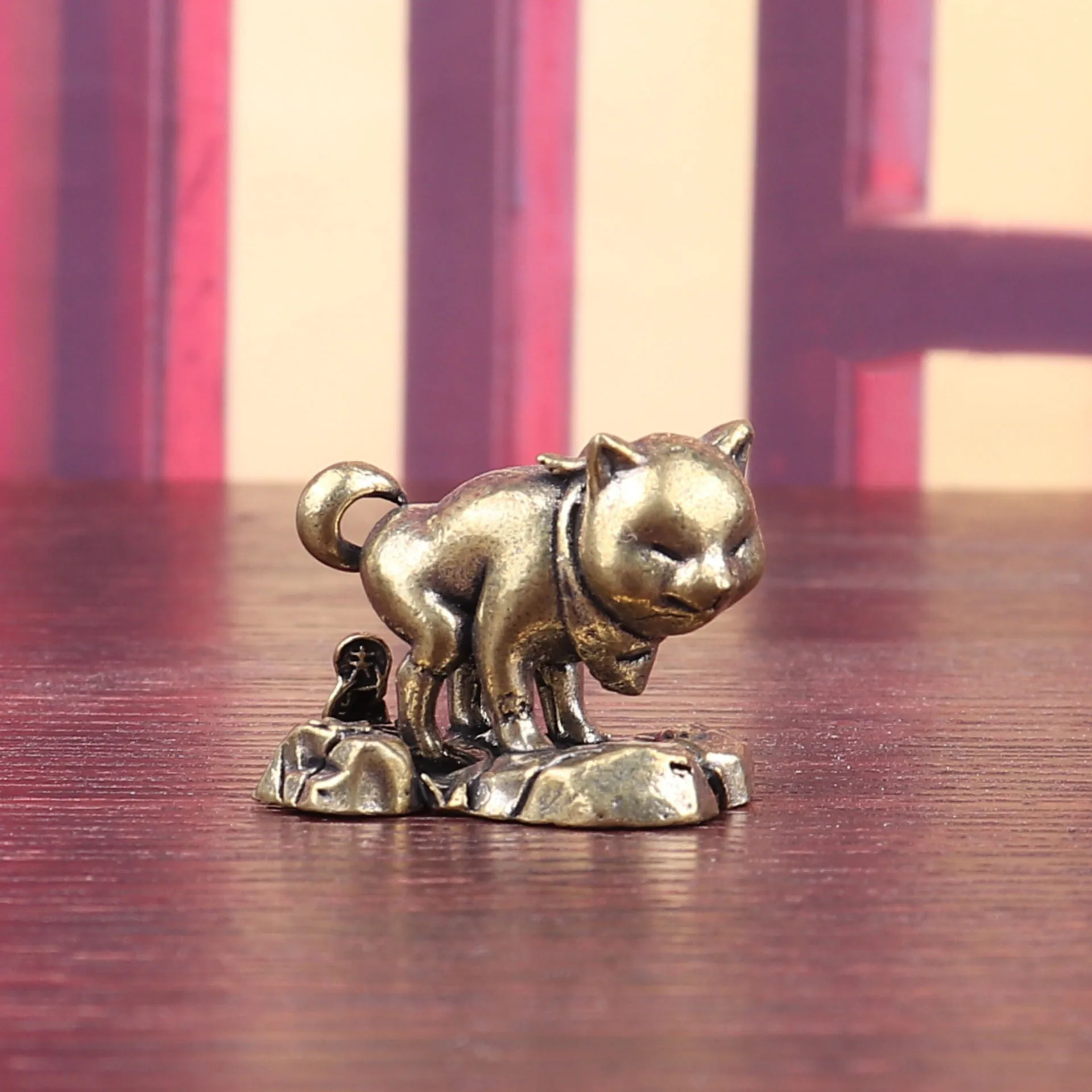 Funny Shiba Inu Miniatures Figurines Brass Animal Dog Small Statue Desktop Ornaments Vintage Home Decorations Crafts Accessories
