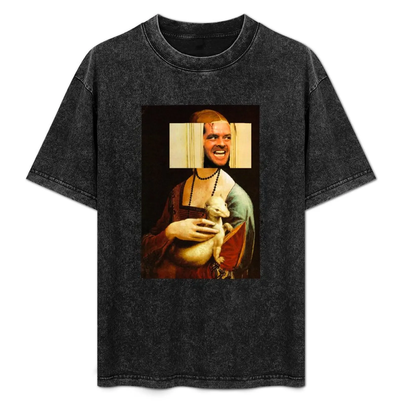 

Lady With An Ermine Jack Nicholson Art 2 T-Shirt Minimalist Plain Crew Neck T-Shirt
