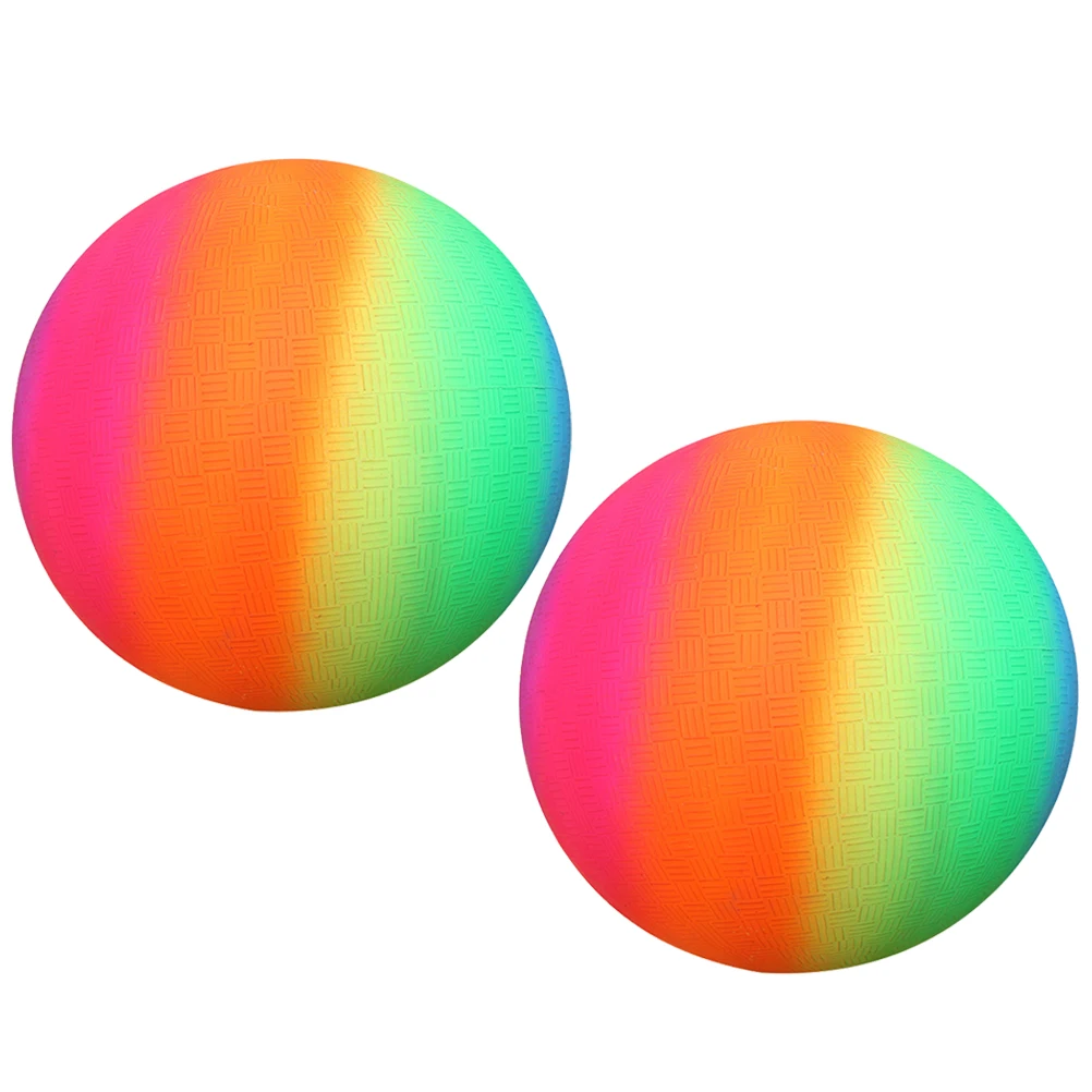 Balles arc-en-ciel écologiques, 2 pièces, balle de jeu à rebond épais pour enfants, compétences de lancer, jeu de piscine Kickball battant