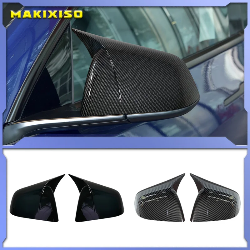 

For Tesla Model Y 2019-2023 Car Rearview Side Mirror Cover Sticker Wing Cap Exterior Door Rear View Case Trim Carbon Fiber