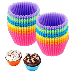 3/6/12pcs Silicone Cake Mold Round Shaped Muffin Cupcake Baking Molds Kitchen Cooking Bakeware Maker DIY Cake Decorating Tools