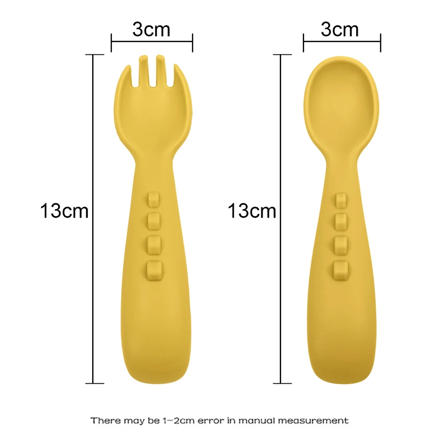 2pcs/set Silicone Baby Spoons Fork For Baby Cutlery Set Newborn Learn To Eat Training Feeding Spork Tableware Baby Stuff