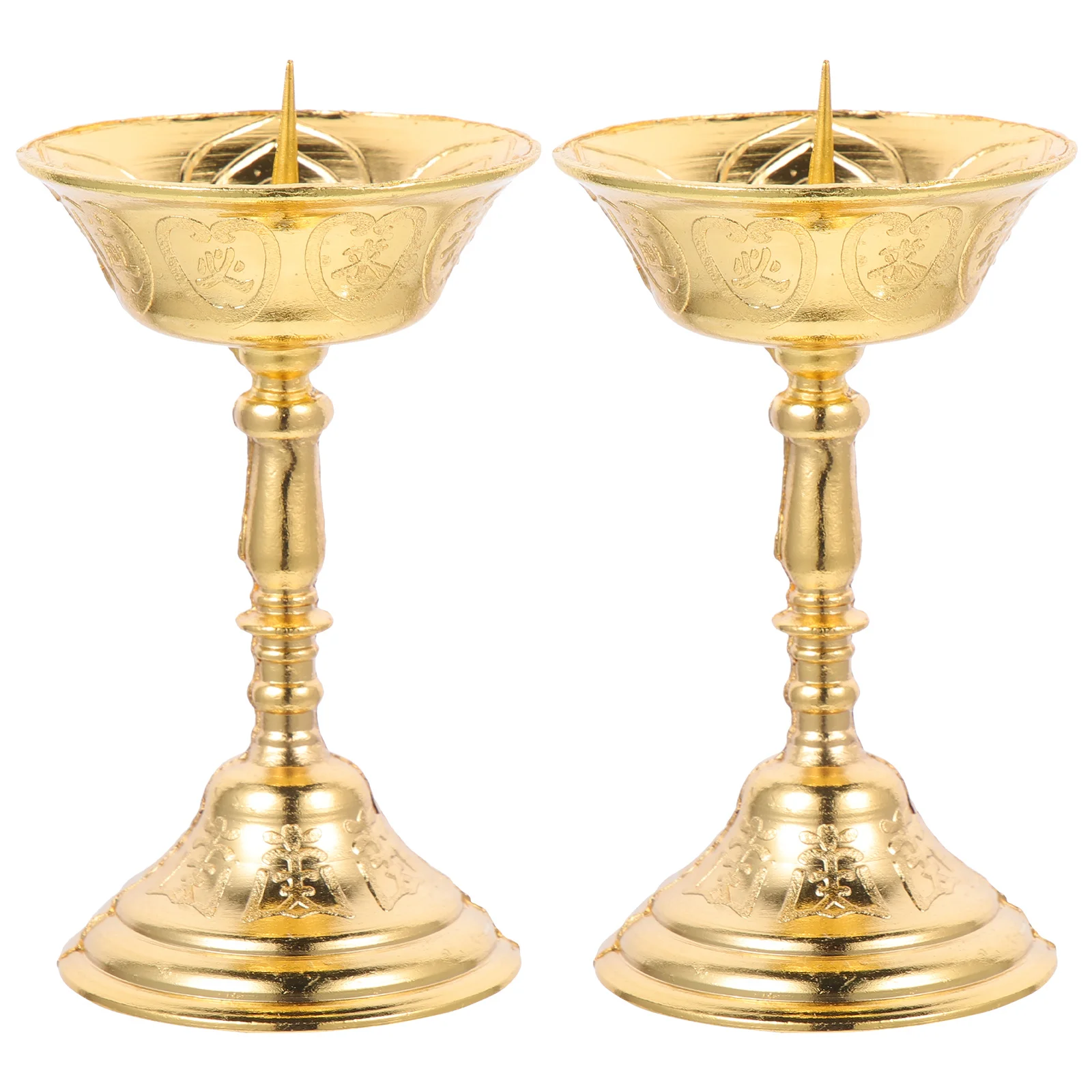 

2Pcs Vintage Lotus Candlesticks Elegant Home Tabletop Ornaments Fine Workmanship Compact Size Easy Clean Delicate Holders