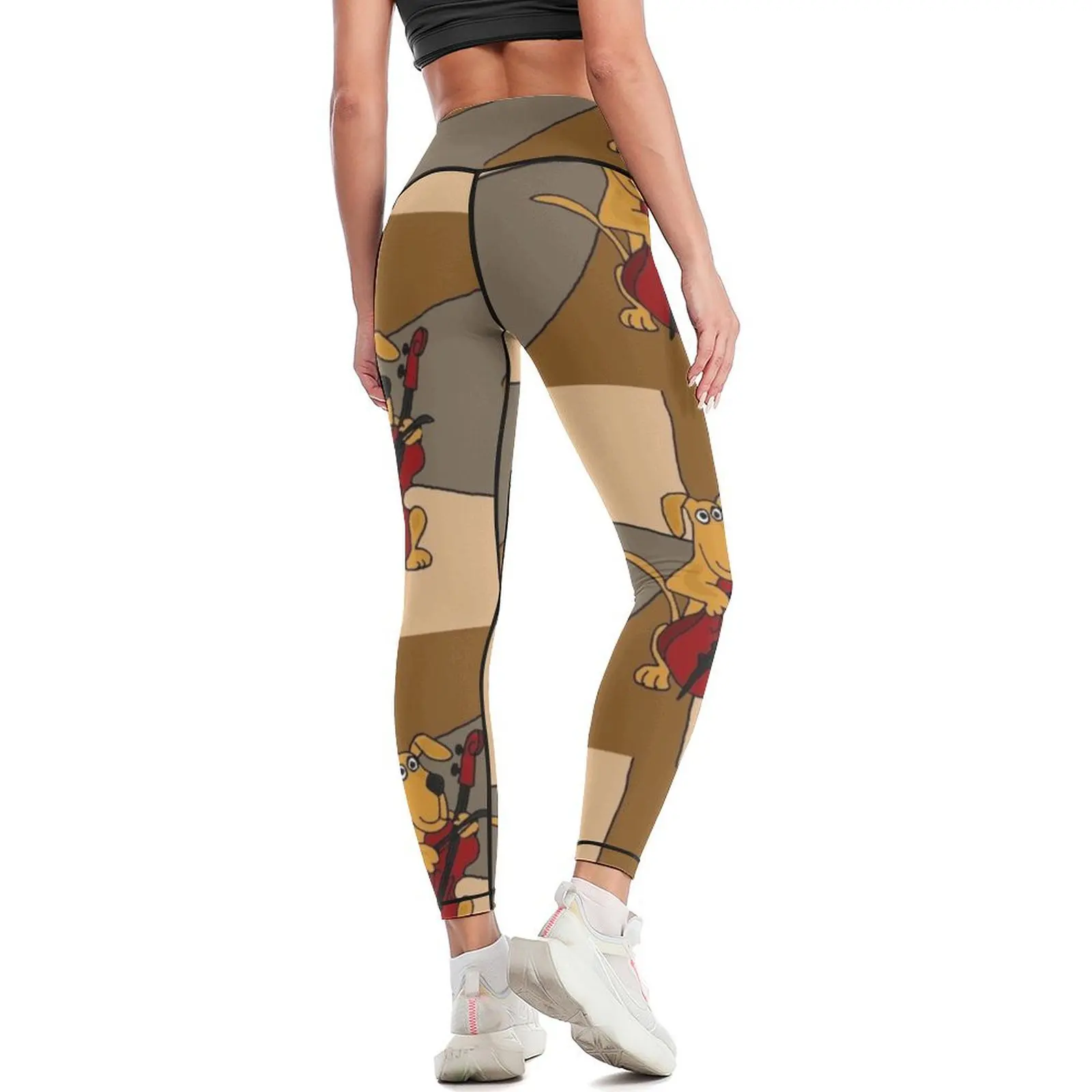 Funky Bruine Hond Speelt Een Rode Cello Leggings Gymbroek Voor Dames Sport Legging Push-Up Womens Leggings