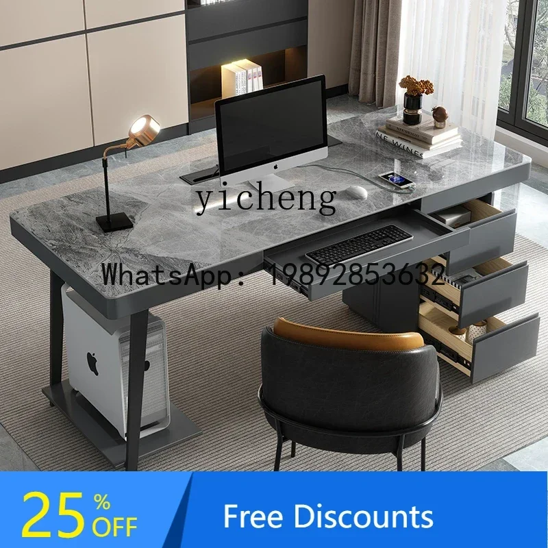 

B1 desk modern study home computer desk simple integrated table Italian minimalist rock slab desk