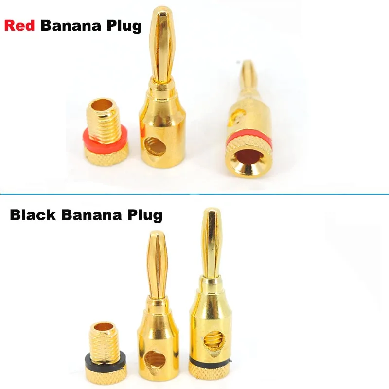 Gold Plated Musical Audio Speaker 4mm Banana Plugs Open Screw Type Connector for Speaker Wire Home Theater