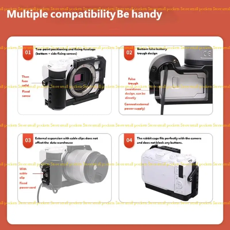 

R1WD Camera Cage Video Cage Aluminum Cold Shoe Mount Stabilizer for R50V Camera