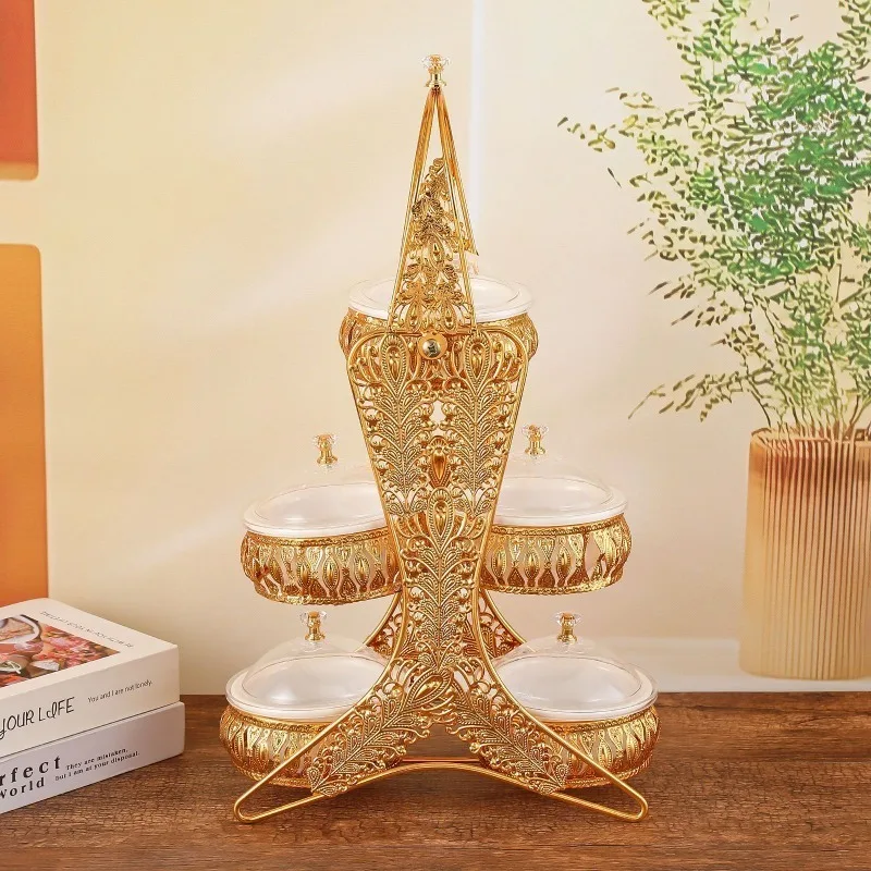 Metal Fruit Bowl Vintage Protable Tea Table Fruit Plates Multi Layer Luxury Storage Boxes Nordic Home Living Room Furniture