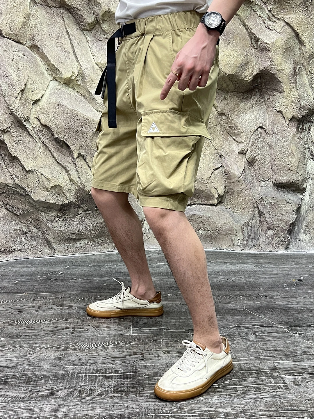 

Outdoor Casual Men's ort Pants Five-Point Functional Belt Waisand Summer Youth Active Nylon Spandex Workwear Straight Leg