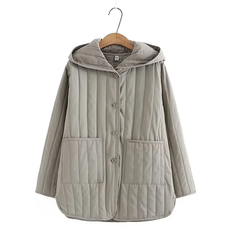 Cotton-Padded Coat for Women, Plus Size, Thin, Loose, Medium Long, Quilted Jacket, Casual Hooded, Warm, Autumn, New, 005