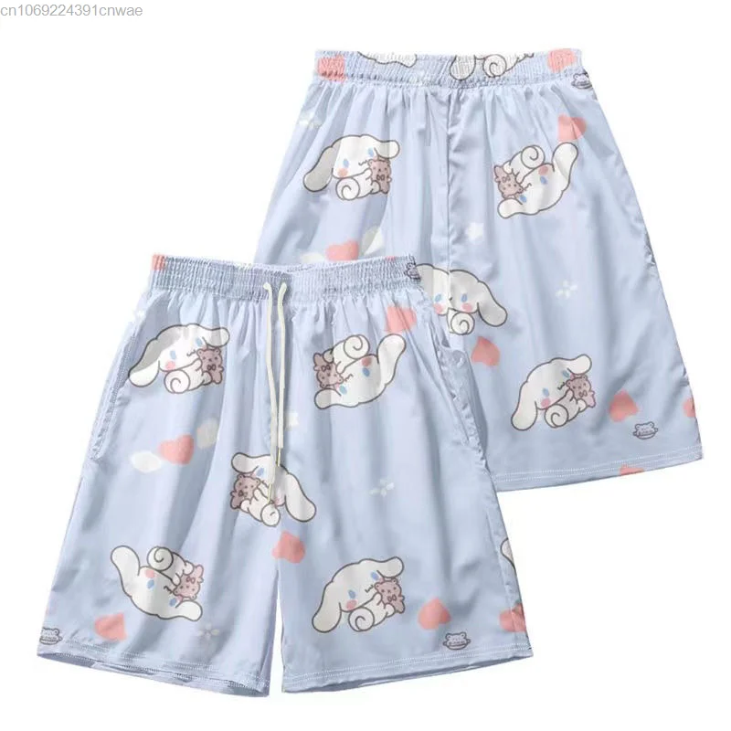 Sanrio-pantalones cortos de Hello Kitty para hombre, Shorts de playa de gran tamaño, ropa de calle Yk2, pantalones cortos de baloncesto, pantalones