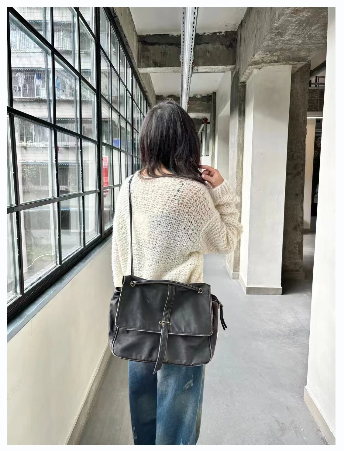 Original Design Lightweight Simple Vintage Large Capacity Shopping Bag Shoulder and High-grade Leather Crossbody Tote Bag