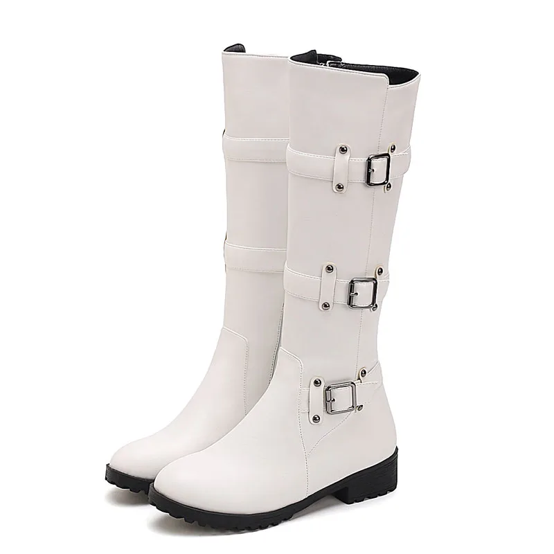 Autumn Custom Knee High Boots Women Fashion Platform High Heel Leather Shoes Woman Winter Motorcycle Boots Large Size 43 WSH5388