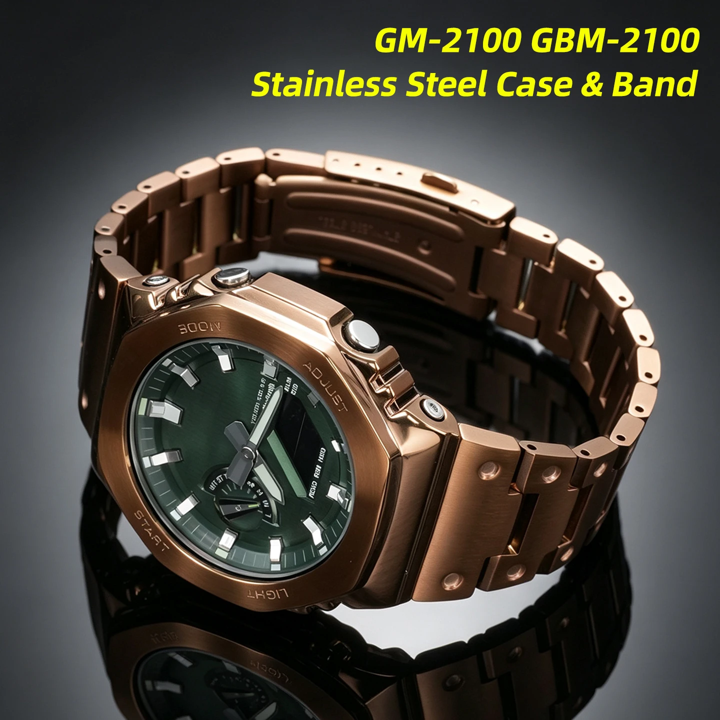 Stainless Steel Mod Kit For Casio G-Shock GM-2100 GBM-2100 Octagon Oak Metal Watch Case & Band Replacement Accessories For Men