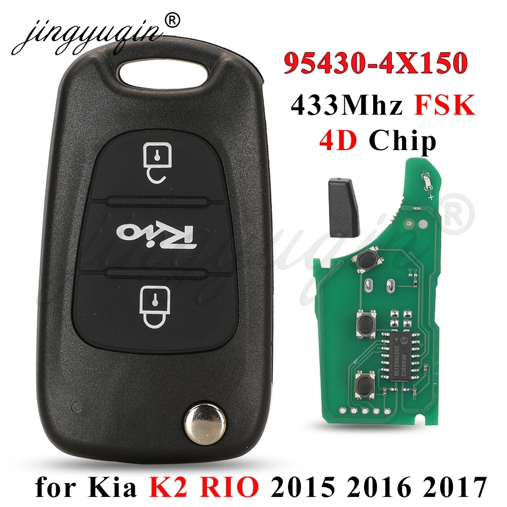 

jingyuqin 95430-4X150 Выкидной ключ-пульт для автомобиля 433 МГц FSK с чипом 4D для Kia K2 RIO 2015+ Складной автомобильный ключ-пульт дистанционного управления