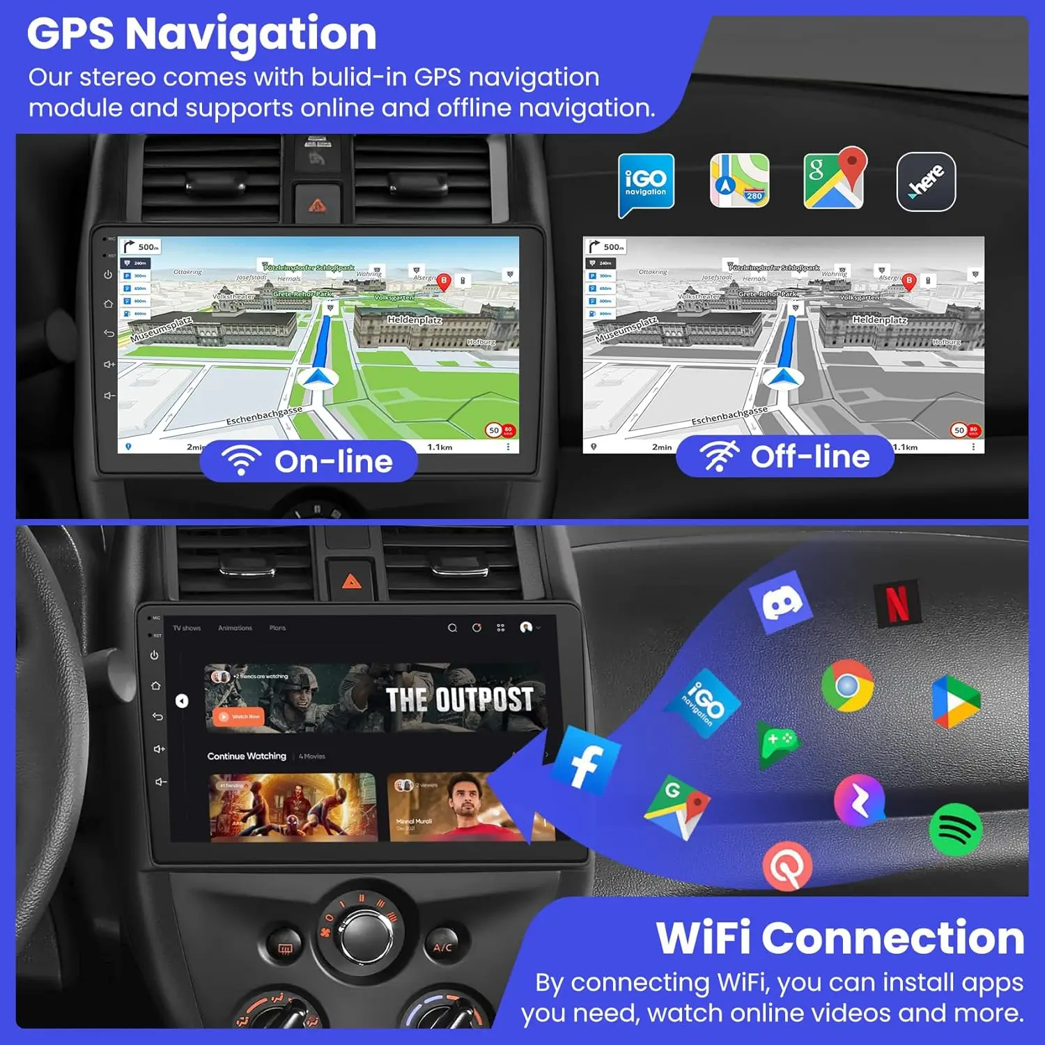 راديو سيارة لنيسان فيرسا 2015-2019 أندرويد 13 10.1 بوصة ستيريو سيارة بشاشة تعمل باللمس مع CarPlay اللاسلكي، Android Auto، GPS، FM، خلفي #6