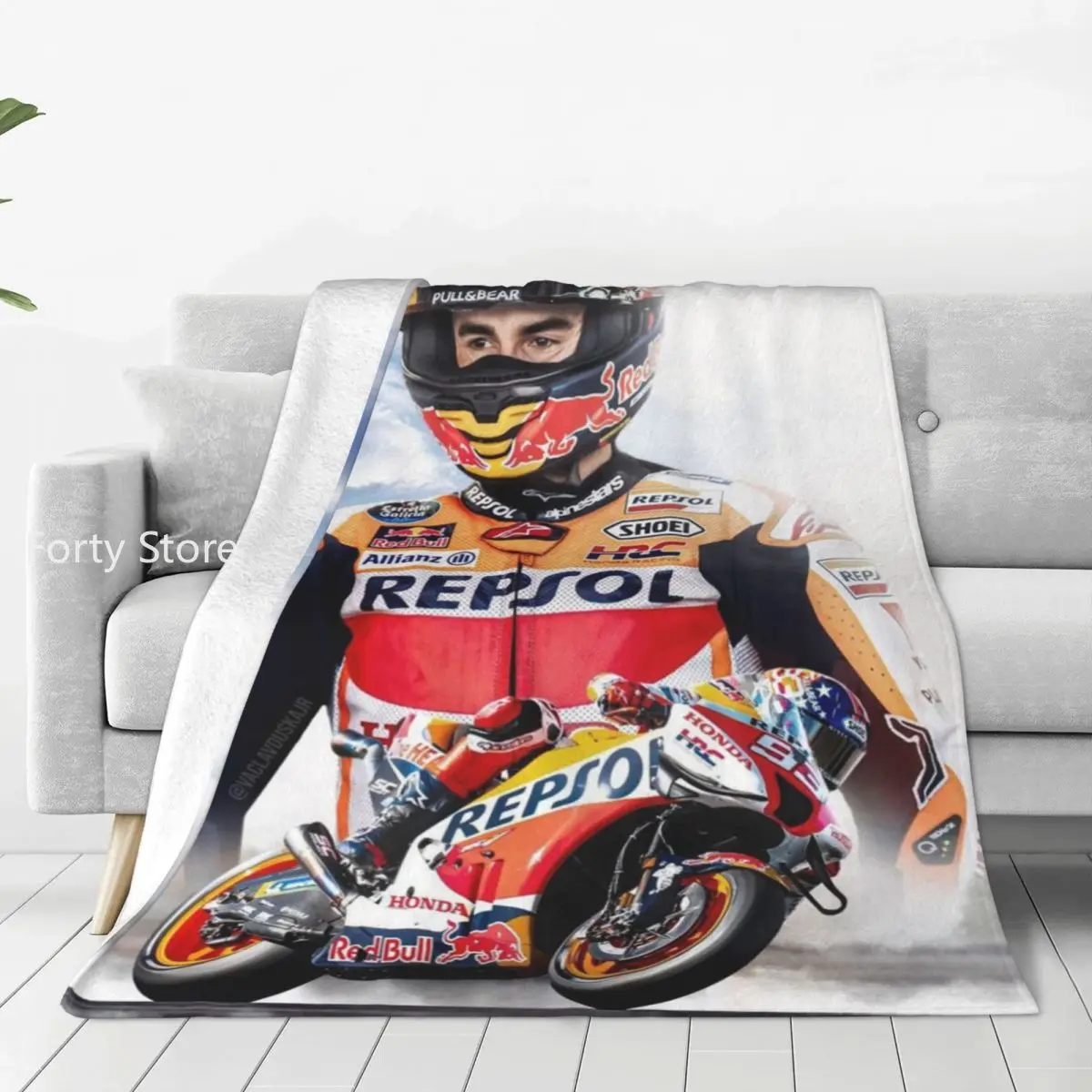 

Warm Soft Blanket Spanish Motorcycle Racer Champion Office Throw Blanket Winter Flannel Bedspread Sofa Bed Cover