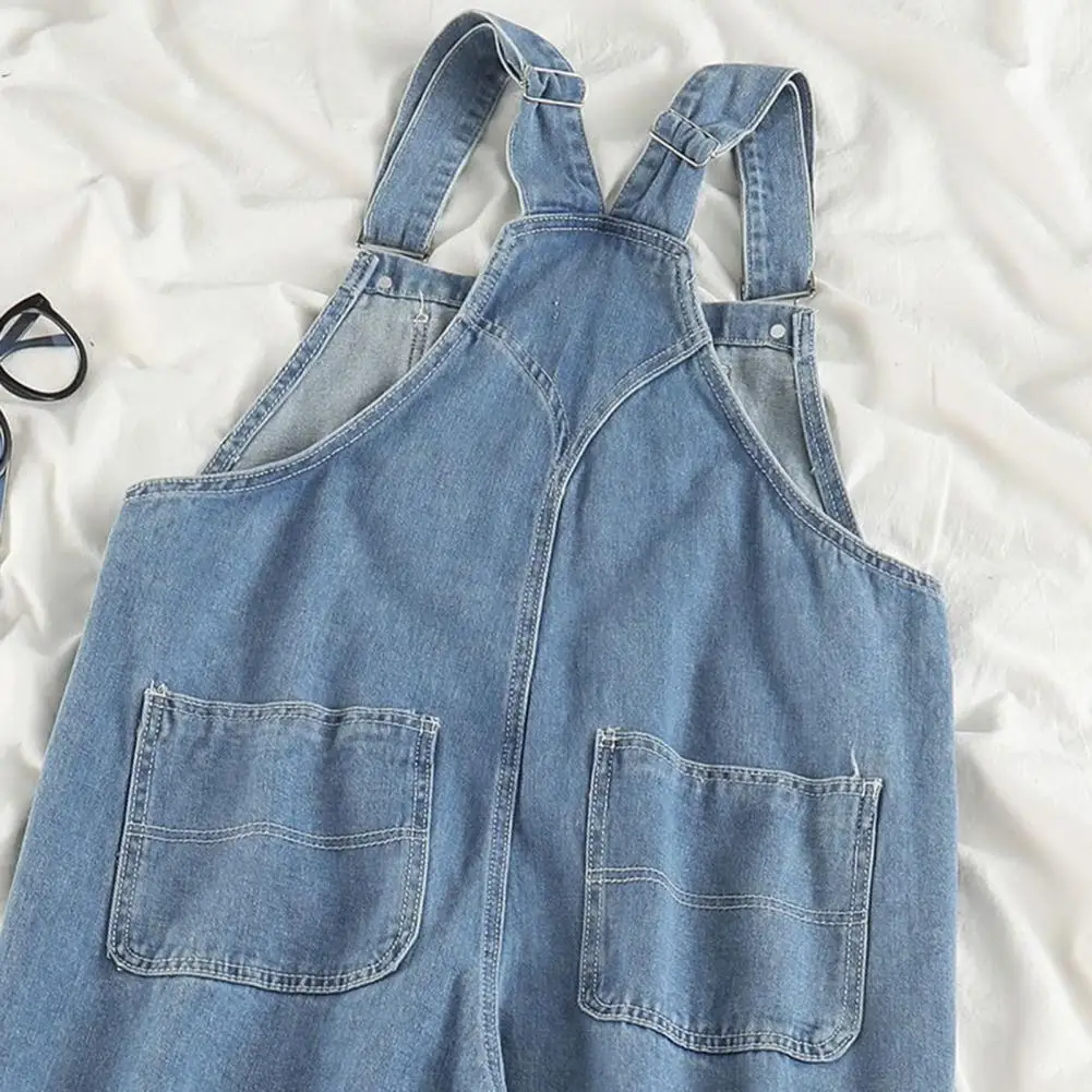 Denim Overalls for Women Loose Fit Classic Bib Casual Jean Denim Overall Jumpsuit Tapered Leg Jean Pants with Front Heart Pocket