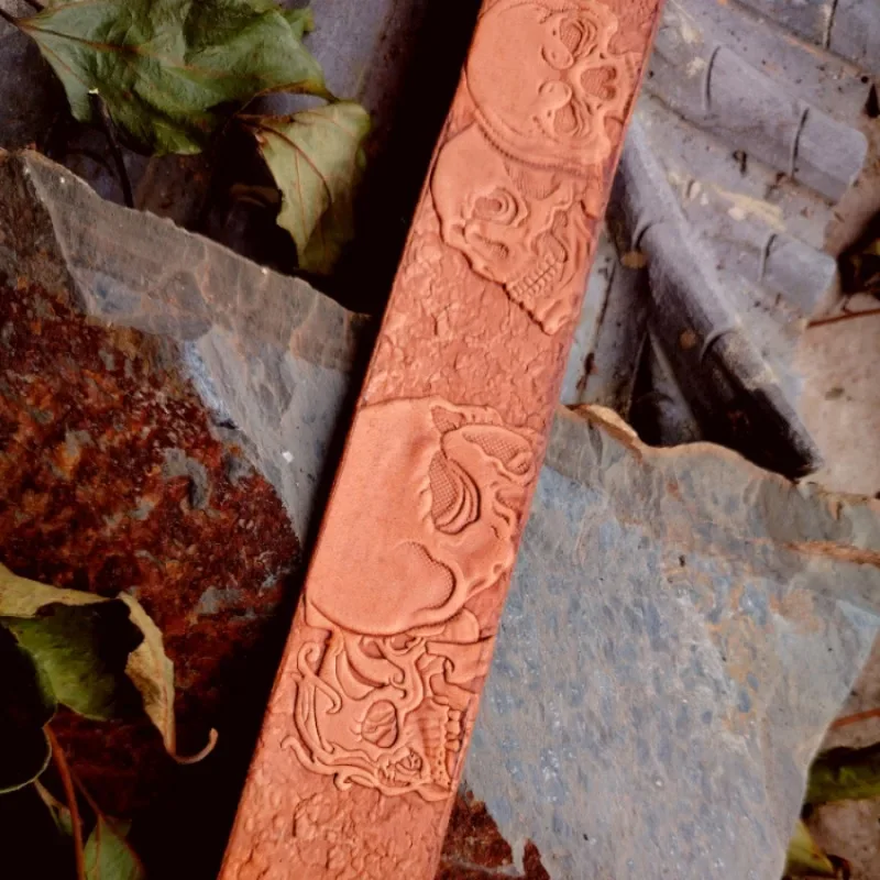 Skull Pattern Leather Belt Embossing Mold Vegetable-tanned Leather 3D Stamps Heat Stamping Aluminium Alloy Pressing Tool Craft