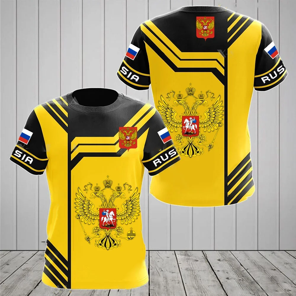 تي شيرتات علم روسي ، موضة صيفية غير رسمية ، تي شيرت مطبوع ثلاثي الأبعاد ، شعار وطني ، تيشيرتات بأكمام قصيرة ، أو