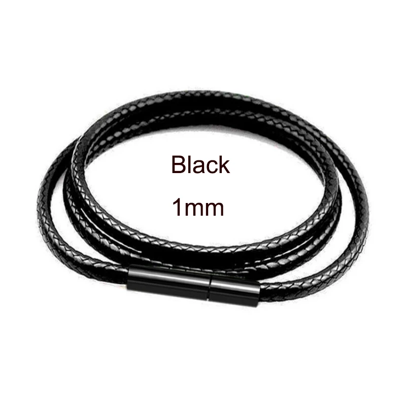 Schwarze Lederkette für DIY Frauen Männer handgemachte geflochtene Seil lange Halskette 40/50/60/70CM Hals Anhänger Kette Schmuck Geschenk