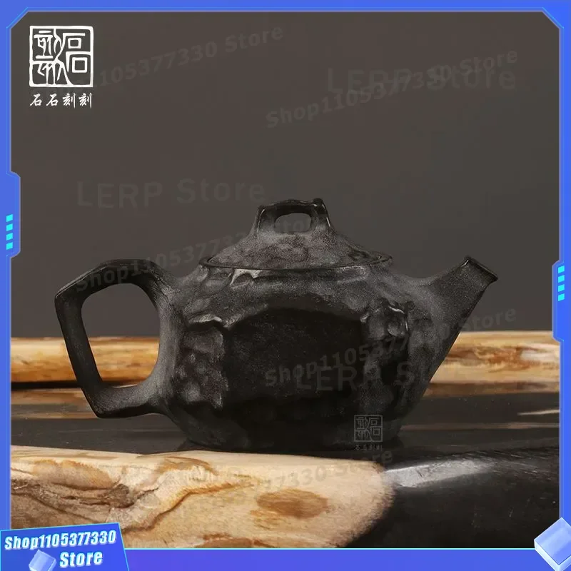 Hand Carved Moraine Teapot Chinese Style Household Health Tea Making Pot Traditional Ceramic Kettle for Daily Brewing Use