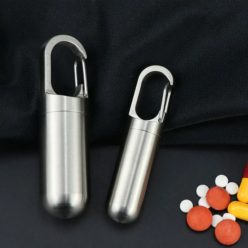 1Pcs Waterproof Aluminum Alloy Pill Case Medicine Tablet Dispenser Organizer Pill Box Outdoor Mini Storage  Holder Container