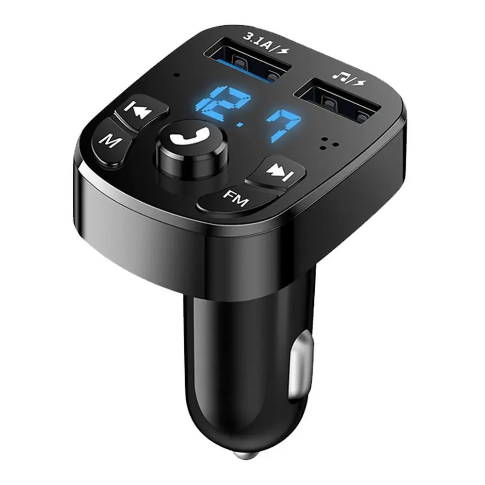 Freisprecheinrichtung Bluetooth 5.0 MP3 Auto-Ladegerät FM-Transmitter Kabelloser Dual-Player Bluetooth LED-Anzeige Dual-USB-Autoladegerät