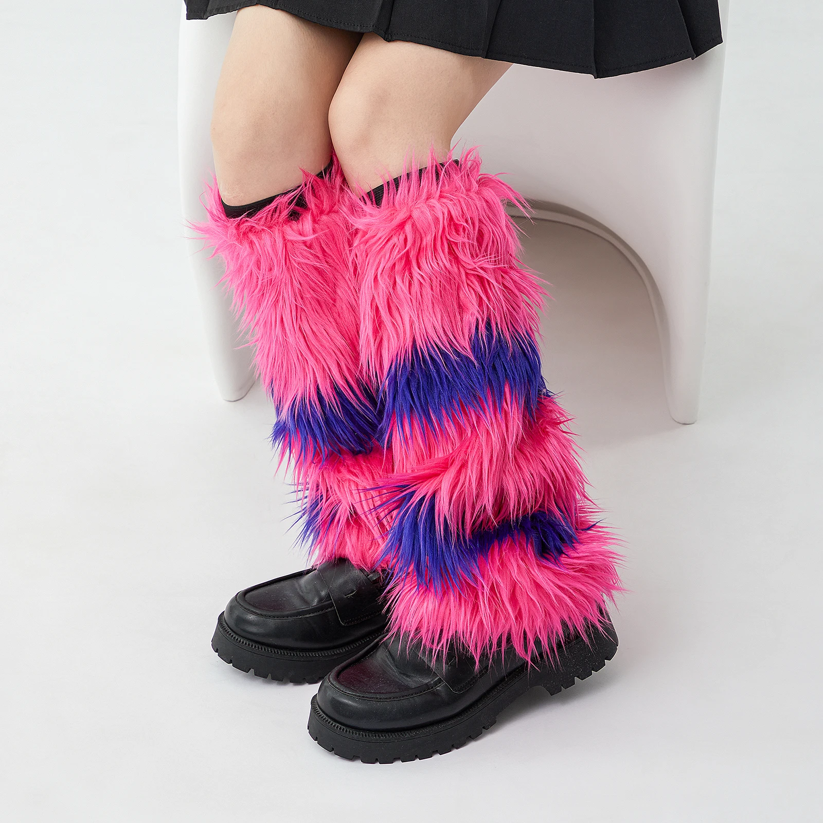 Douhoow Fashion Women Leg Warmers Y2k Ladies Girls Autumn Winter Knee Foot Cover Harajuku Fur Warm Boots Furry Leg Warmers