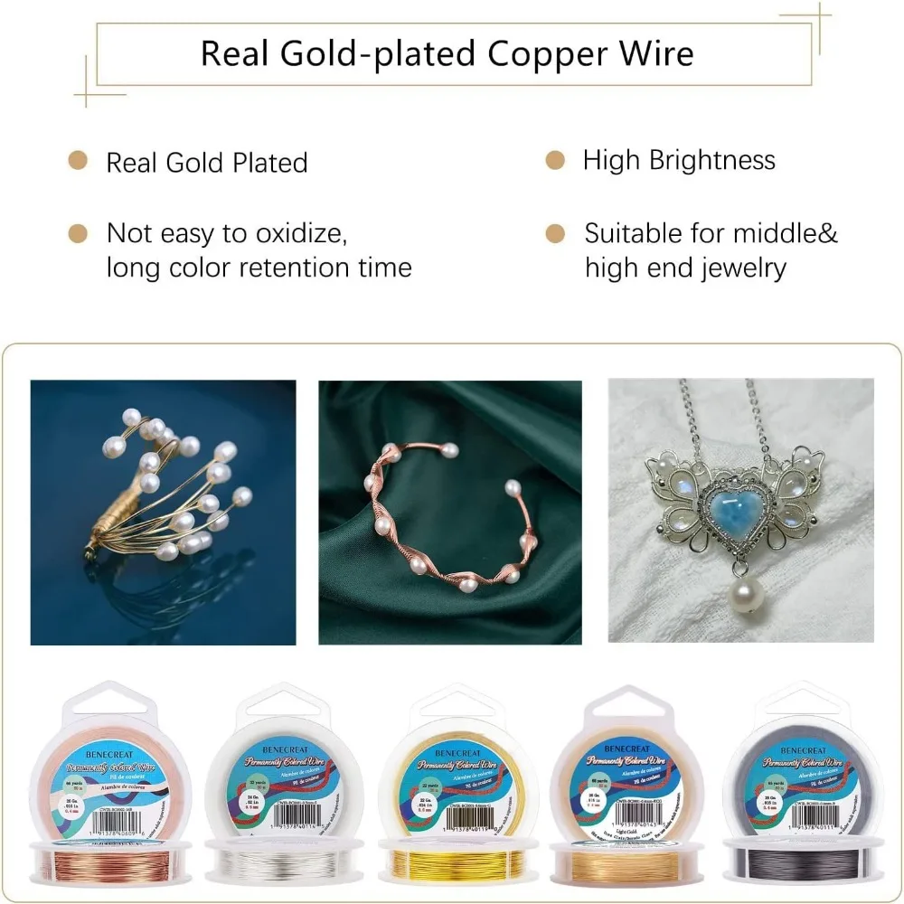 2 Rolls 20-Gauge Tarnish Resistant Silver/Gold Coil Wire 66-Feet/22-Yard in Total Making Kit