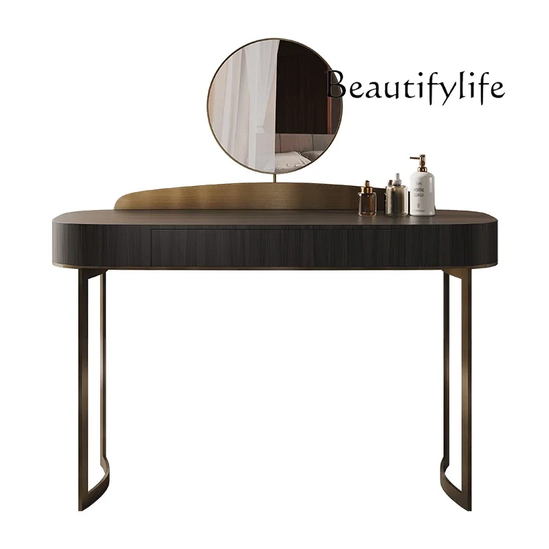 

Medieval solid wood dressing table, bedroom black dressing table, simple retro high-end light luxury dressing table