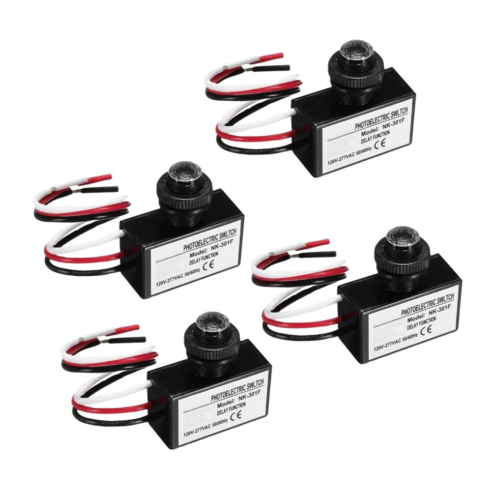 Photoelectric Switch 4 Units 120VAC to 277VAC Automatic Light Control Sensor for Garden Entrance Barn Lighting