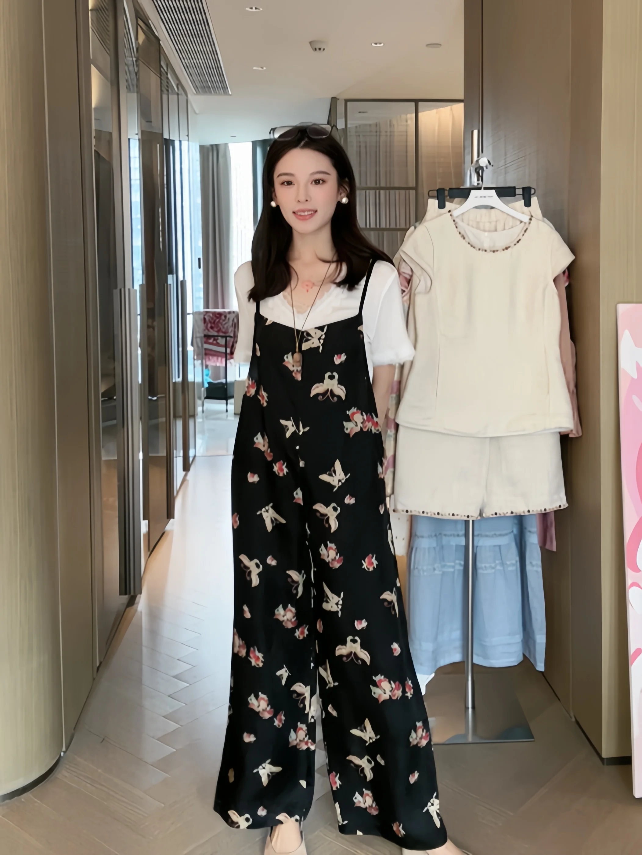 

Летние тонкие брюки Moxun на тонких бретелях, женские, с высокой талией, длинные, из костюмной ткани, 100% новые, 2025, маленький размер